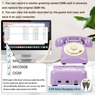 USB-compatibele telefoon gastenboek telefoon opname plastic voor baby douches