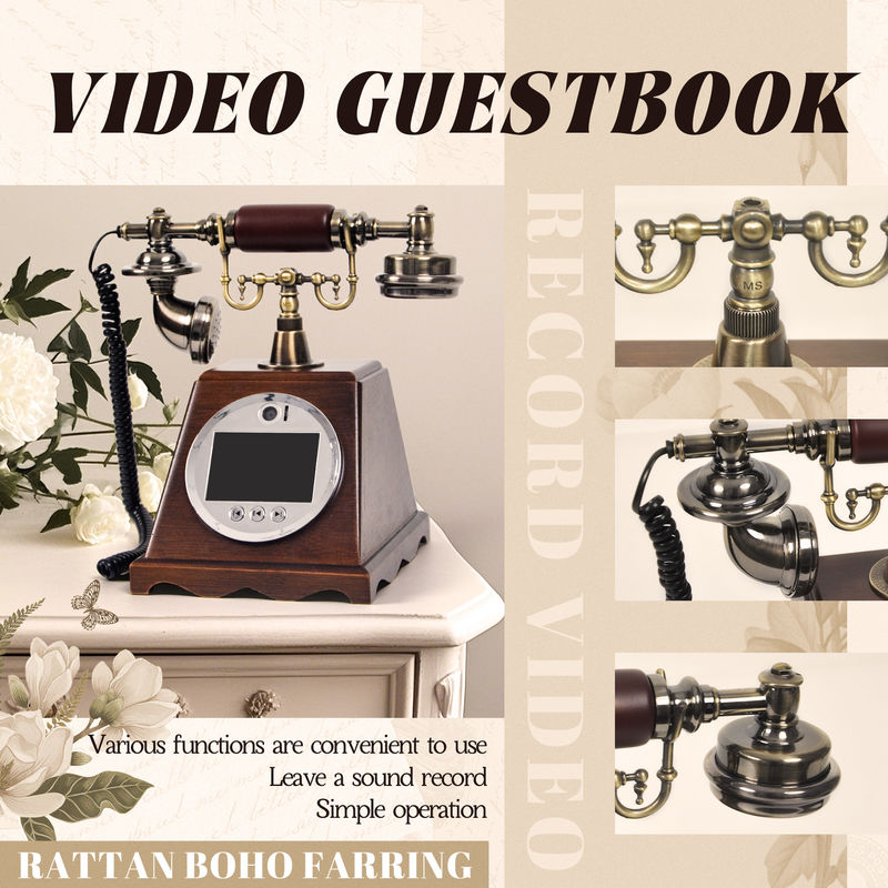 Gepersonaliseerd Retro Wedding Audio Video Gastenboek ABS Plastic Banquet Party Gastenzegening Inlogboek Gepersonaliseerd Stembericht